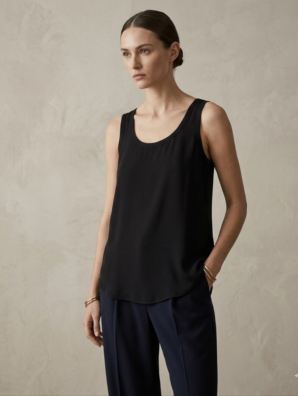 Philosophy Black Chiffon Tank Top XS